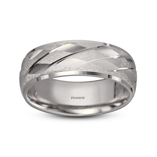 Zeus' Legacy: Diamond-Cut Rhombus 14K Gold Wedding Band