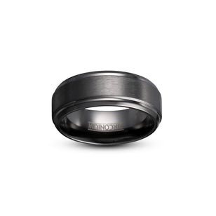 Zirconium ring brushed finish polished stepped edges