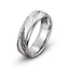 14k white gold mens wedding band brushed finish diagonal grooved mill grained polished edges 6mm wide