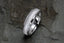 14k white gold wedding ring brushed finish domed style polished edges 6mm