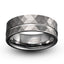 Hammered tungsten ring brushed finish grooved 8mm