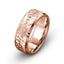 14k Rose Gold Mens Wedding Band, Diamond Cut Design with polished edges 8mm wide