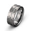 Mens hammered brushed grooved tungsten ring