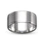 Silver ring with a brushed finish 10mm width polished stepped edges on a white background