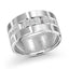 White gold ring with diamond pave accents on a white background