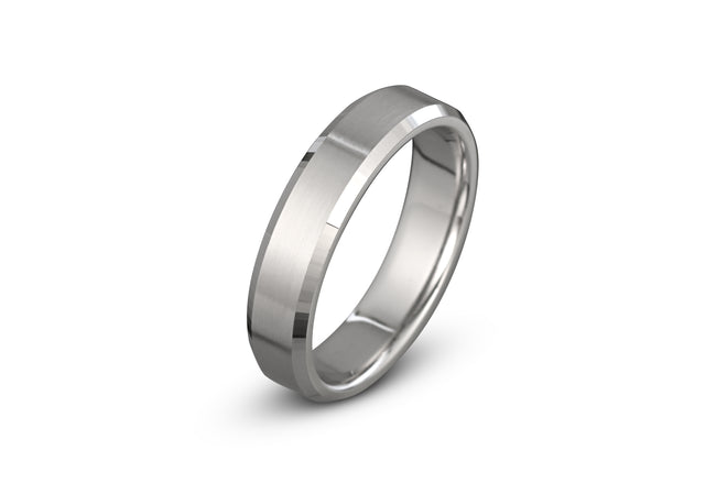 Mens wedding band 14k white gold