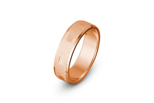 14k Rose Gold Mens Wedding Band with rectangular accents