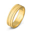 The Rugged Elegance - 14K Gold Men's Wedding Band with Grooved Brushed Finish