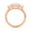 Three stone radiant cut lan grown diamond engagement ring rose gold Ivanov 