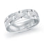 White gold ring with diamond accents on a white background