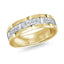 Gold and silver ring with embedded diamonds on a white background