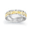Two-tone gold and white gold ring with small diamonds on a white background