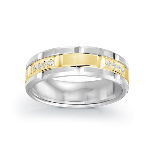 The Bastion – 7mm Men’s Diamond Wedding Band in 14K Gold