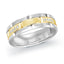 Two-tone gold and white gold ring with small diamonds on a white background