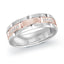 Two-tone ring with rose gold and white gold and bands on a white background