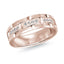 Rose gold ring with diamonds on a white background