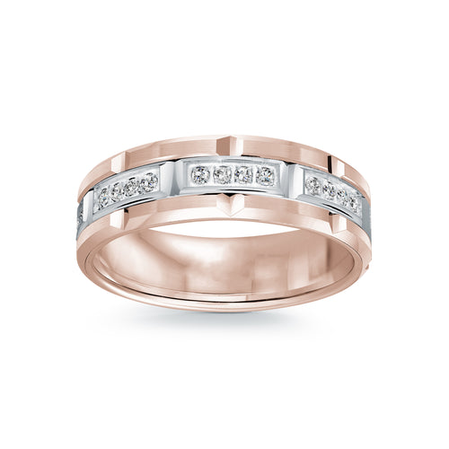 The Crest – 14K Yellow Gold Diamond Wedding Band, 7mm