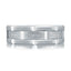 Silver ring with embedded diamonds on a white background