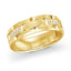 Gold ring with diamond accents on a white background