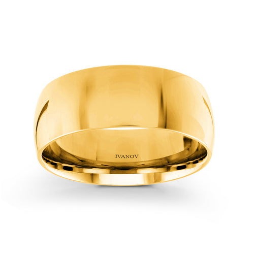 14k Gold Wedding Ring Polished Dome 8mm - Argiris
