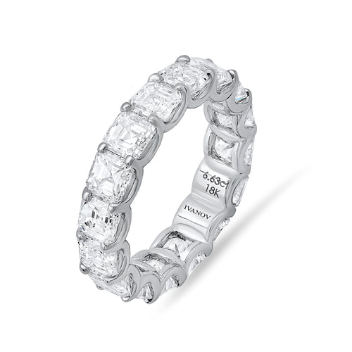 6-Carat Asscher Lab-Grown Diamond Eternity Wedding Band Ivanov Jewelry