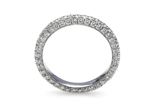 Celestial Glitter - 3 Row Pave Eternity Diamond Wedding Band