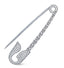 Diamond safety pin 18k white gold micro pave setting