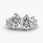 Round diamond ring with side stones white gold on a white  background
