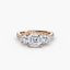 Three-Stone Solitaire Engagement Ring with U Pavé Micro Band