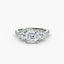 Three-Stone Solitaire Engagement Ring with U Pavé Micro Band