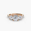 Three-Stone Solitaire Engagement Ring with U Pavé Micro Band