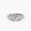 Three-Stone Solitaire Engagement Ring with U Pavé Micro Band
