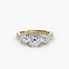 Three-Stone Solitaire Engagement Ring with U Pavé Micro Band