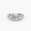 Three-Stone Solitaire Engagement Ring with U Pavé Micro Band