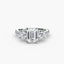 Three-Stone Solitaire Engagement Ring with U Pavé Micro Band