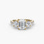 Three-Stone Solitaire Engagement Ring with U Pavé Micro Band