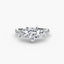 Three-Stone Solitaire Engagement Ring with U Pavé Micro Band