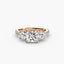 Three-Stone Solitaire Engagement Ring with U Pavé Micro Band