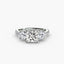 Three-Stone Solitaire Engagement Ring with U Pavé Micro Band
