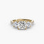 Three-Stone Solitaire Engagement Ring with U Pavé Micro Band