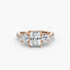 Three-Stone Solitaire Engagement Ring with U Pavé Micro Band