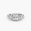 Three-Stone Solitaire Engagement Ring with U Pavé Micro Band