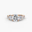 Three-Stone Solitaire Engagement Ring with U Pavé Micro Band