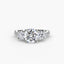 Three-Stone Solitaire Engagement Ring with U Pavé Micro Band