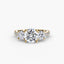 Three-Stone Solitaire Engagement Ring with U Pavé Micro Band