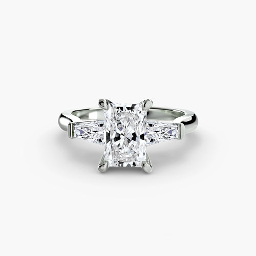 Three-Stone Ring Radiant Diamond (Baguette Side Stones) 2