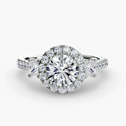 Three-Stone Ring with Halo 2
