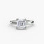 Diamond ring with a square-cut gemstone on a white background