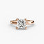 Rose gold ring with a large princess diamond on a white background