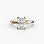 Gold ring with a radiant diamond on a white background